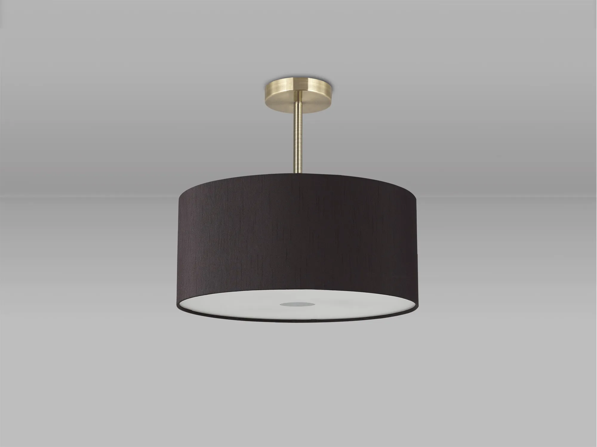 Baymont 40cm Semi Flush 3 Light Antique Brass, Black, Frosted Diffuser DK0373  Deco Baymont AB BL